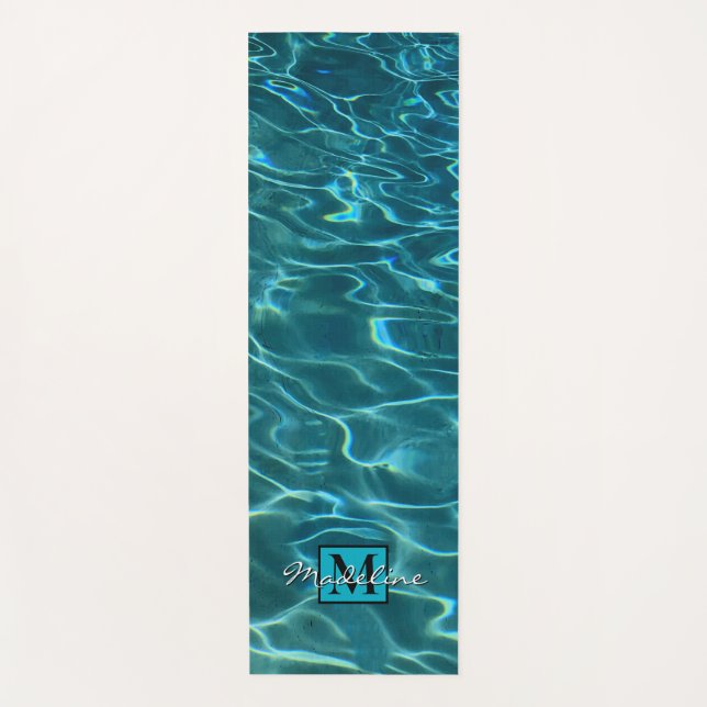 Tapis De Yoga Élégant bleu motif d'eau turquoise (Devant)