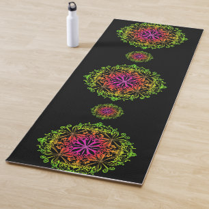 Tapis De Yoga Elégant boho coloré bohème bohème botanique mandal