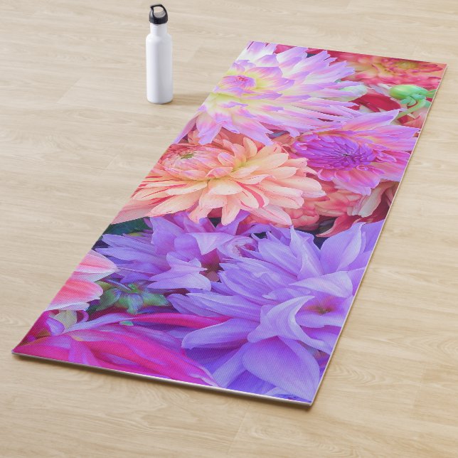 Tapis De Yoga Elégant Bouquet de Fleurs orange violet rose rouge (En situation)