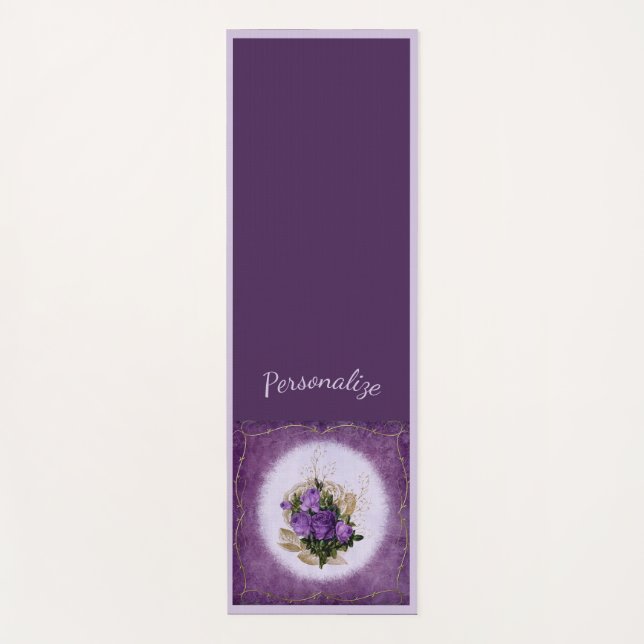 Tapis De Yoga Élégant Bouquet Floral Violet Fleur Yoga Namaste (Devant)