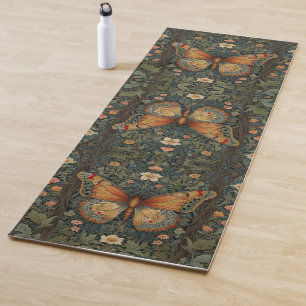 Tapis De Yoga Élégant buho rétro papillon botanique verdure