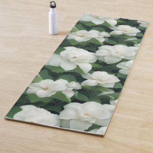 Tapis De Yoga Élégant classique vert botanique blanc floral
