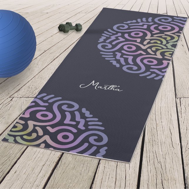 Tapis De Yoga Elégant dégradé personnalisé Mandala Navy Blue (Roll out our Mandala Yoga Mat and create balance, strength, and serenity in every pose.)