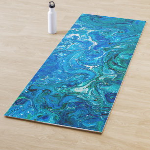 Tapis De Yoga Élégant Dentelle Fou Agate 2 - Blue Aqua