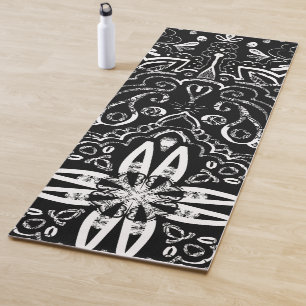 Tapis De Yoga Elégant design de mandala noir et blanc jeter le p