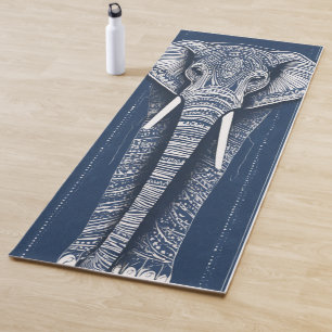 Tapis De Yoga Élégant Éléphant Mandala Indigo Yoga Spirituel M