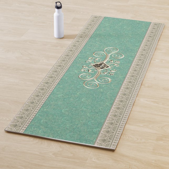 Tapis De Yoga Elegant Gold Gem sur Jade (En situation)