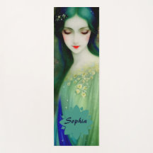 Élégant Imaginaire Portrait femme en vert et bleu