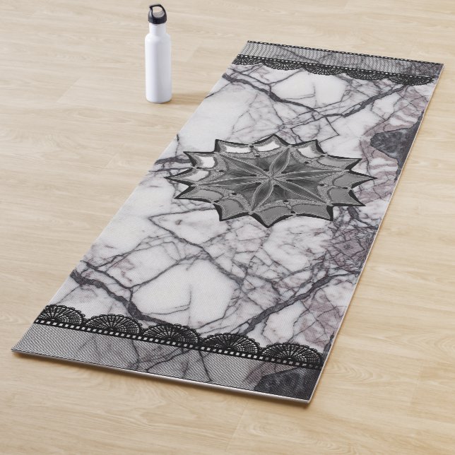 Tapis De Yoga Elegant Lace Marble Mandala (En situation)