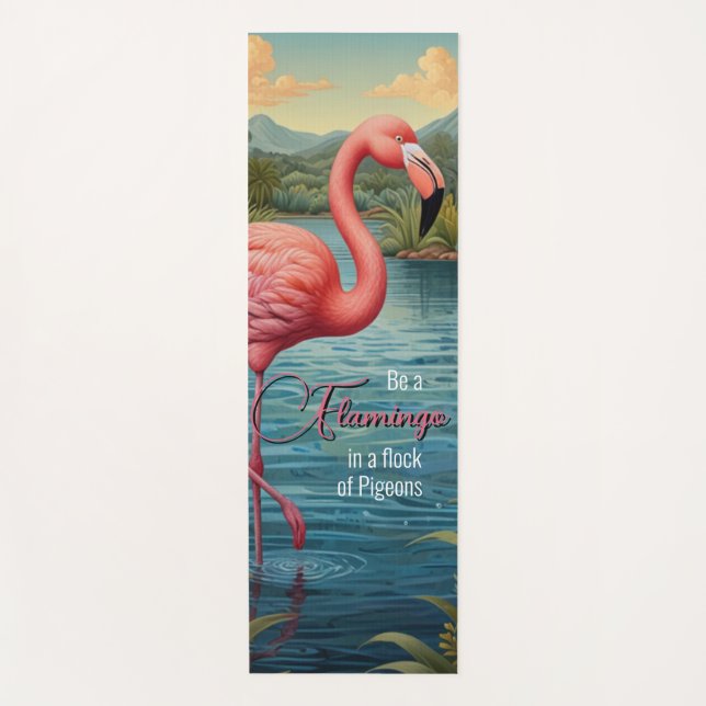 Tapis De Yoga Elégant lagon de paradis tropical flamand rose (Devant)