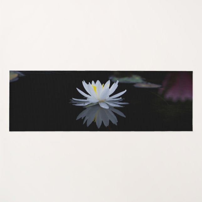 Tapis De Yoga Elégant Lotus Blanc, Noir (Devant (Horizontal))