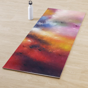 Tapis De Yoga Élégant Modèle Abstrait Rouge orange