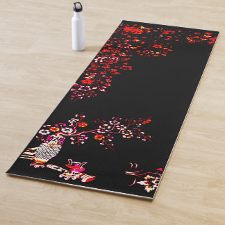 Tapis De Yoga Élégant modèle floral noir Yoga Mat