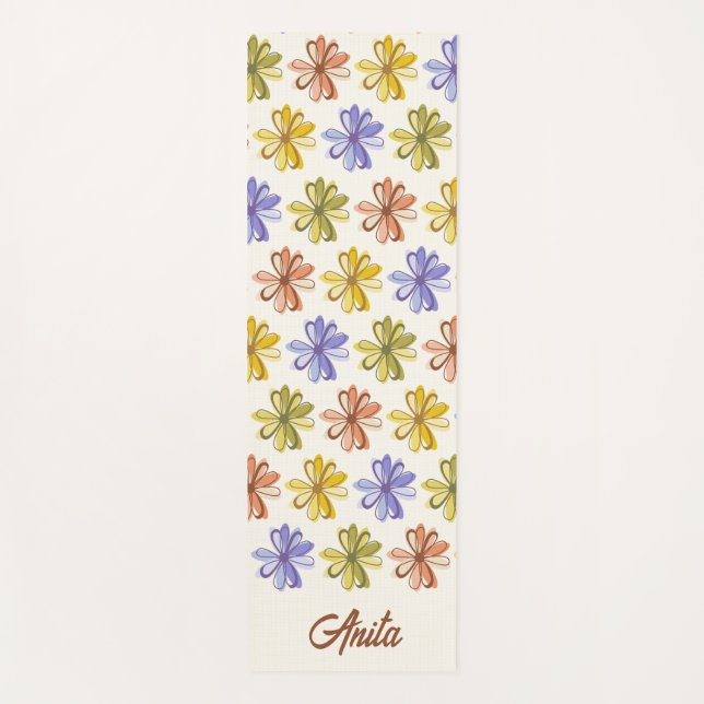 Tapis De Yoga Élégant Motif de fleurs (Devant)