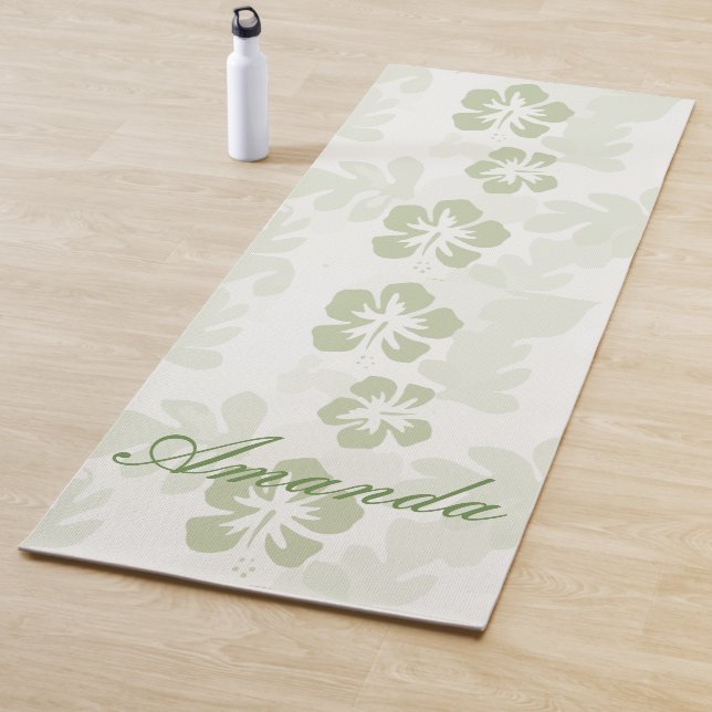 Tapis De Yoga Élégant Motif d'Hibiscus de l'âge bouché (En situation)