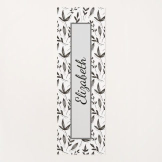 Tapis De Yoga élégant motif en feuille noire et blanche Yoga Mat