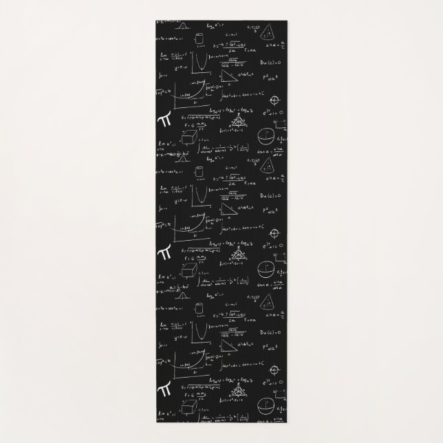 Tapis De Yoga Élégant noir blanc mathématique formules équations (Devant)