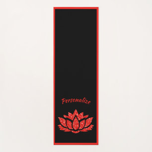 Tapis De Yoga Elégant noir rouge Lotus Fleur Zen Yoga Namaste