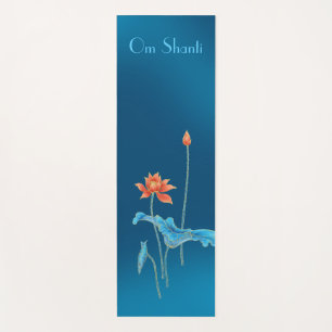 Tapis De Yoga Elégant Om Shanti Peace Blue Lotus Fleur Yoga Mat