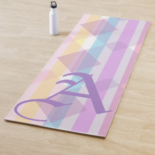 Tapis De Yoga Élégant Pastel rose violet couleurs Monogramme
