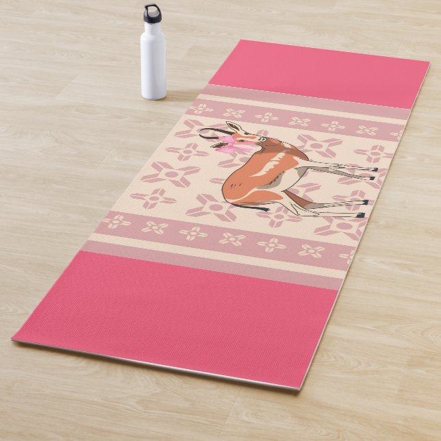 Tapis De Yoga Elegant Pink Doe-patterned Christmas  (En situation)
