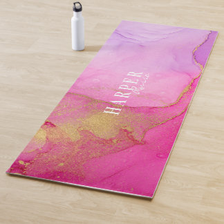 Tapis De Yoga Élégant Pink Nom personnalisé Yoga Mat