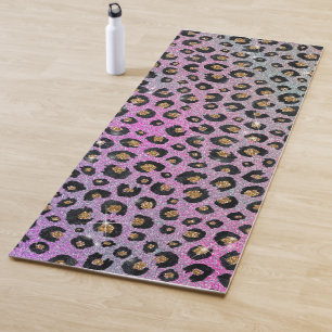 Tapis De Yoga Elégant rose Bleu Parties scintillant or noir Emp