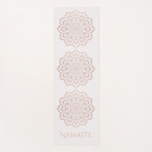 Tapis De Yoga Élégant Rose Gold Namaste Mandala Flower Motif