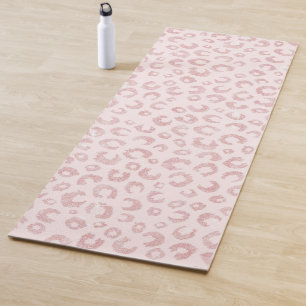 Tapis De Yoga Élégant Rose Parties scintillant d'or Leopard Moti