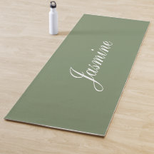 Elégant Sage Green Nom personnalisé Yoga Mat