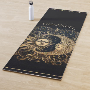 Tapis De Yoga Elégant Soleil Céleste Lune Personnalisée