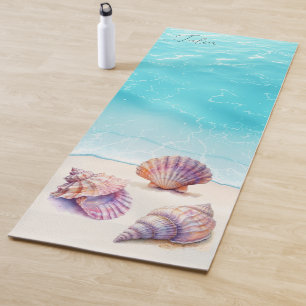 Tapis De Yoga Elégant Tropical Beach Seashells Pearls Nautique