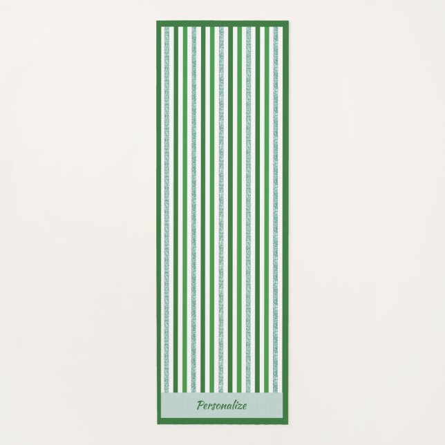 Tapis De Yoga Elégant vert Silver Stripe Zen Yoga Namaste (Devant)