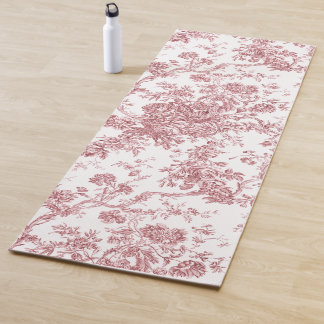 Tapis De Yoga Élégant Vintage Français gravé Floral Toile-rose