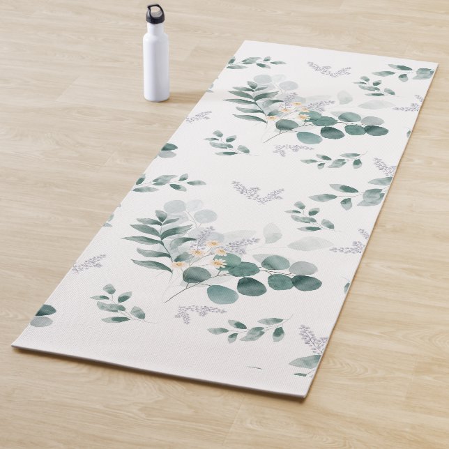 Tapis De Yoga Elégante aquarelle eucalyptus (En situation)