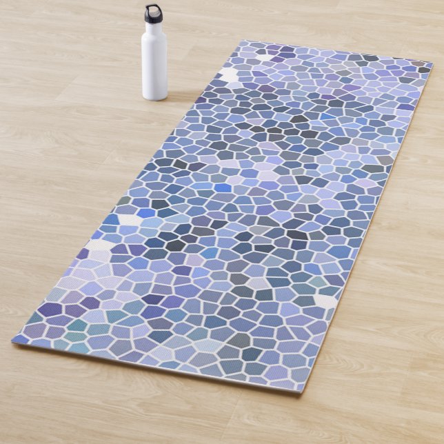Tapis De Yoga Elégante mosaïque bleue glace (En situation)