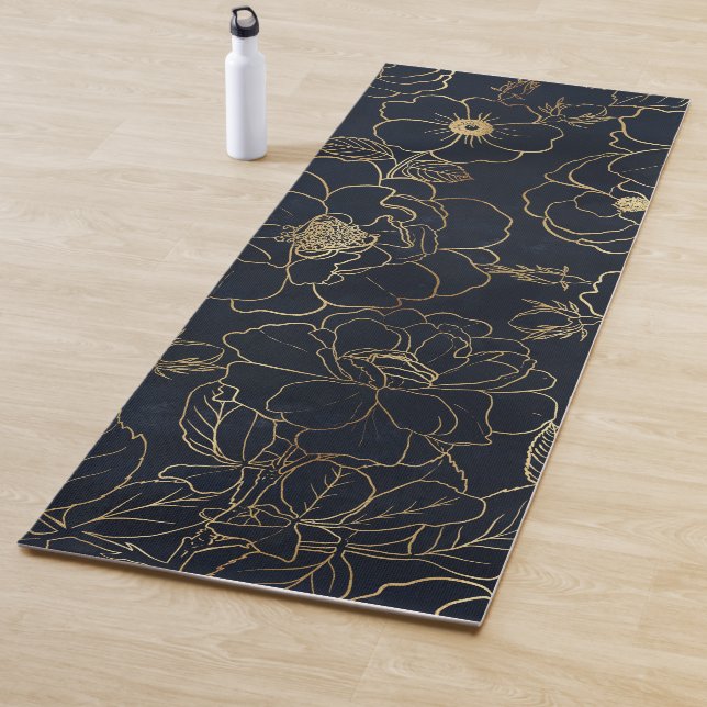 Tapis De Yoga Elégante Rose d'or bleu (En situation)