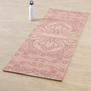 Tapis De Yoga Élégante Terracotta Mandala Girly Monogrammé