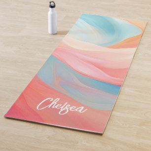 Tapis De Yoga Élégante vague colorée Calligraphie Nom du script