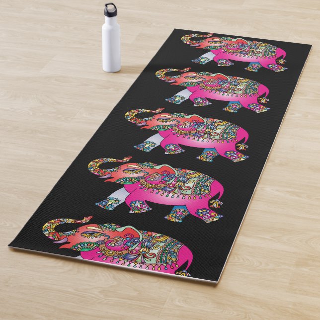 TAPIS DE YOGA ELEPHANT INDIA ART REVERSIBLE YOGA MATS (En situation)