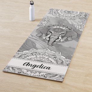 Tapis De Yoga Eléphant Yoga Mat avec l'art indien Mandala