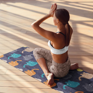 Tapis De Yoga éléphants de dessin animé