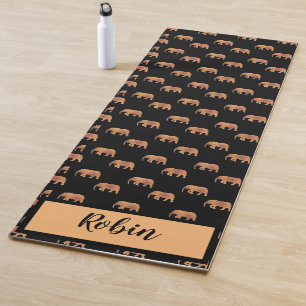 Tapis De Yoga Eléphants roses personnels Motif or