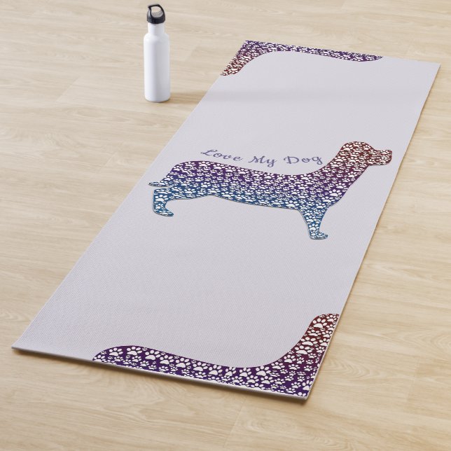 Tapis De Yoga Embossed Indigo Gradient Paw Print Dog Outline (En situation)