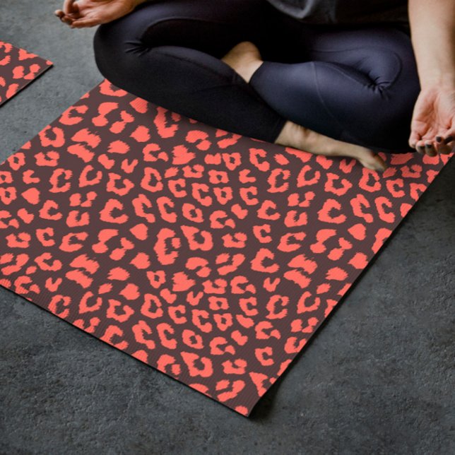Tapis De Yoga Empreinte de léopard Brown de corail (Créateur téléchargé)