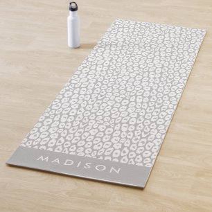 Tapis De Yoga Empreinte de léopard gris clair personnalisé