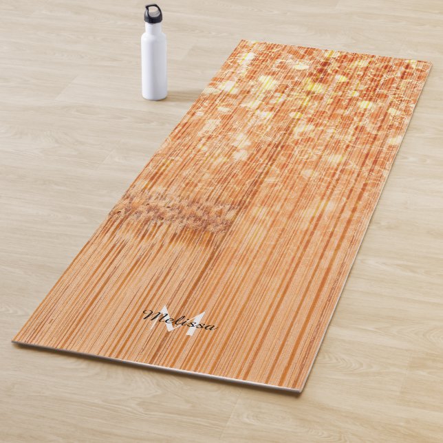 Tapis De Yoga Empreinte en bois de bambou orange brillant Monogr (En situation)