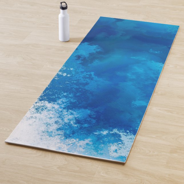 Tapis de Yoga en Acrylique Vagues de l'Océan Bleu  (En situation)