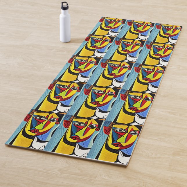 Tapis de yoga en art abstrait (En situation)