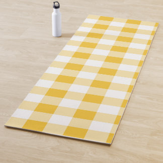Tapis De Yoga en vichy Motif jaune et blanc